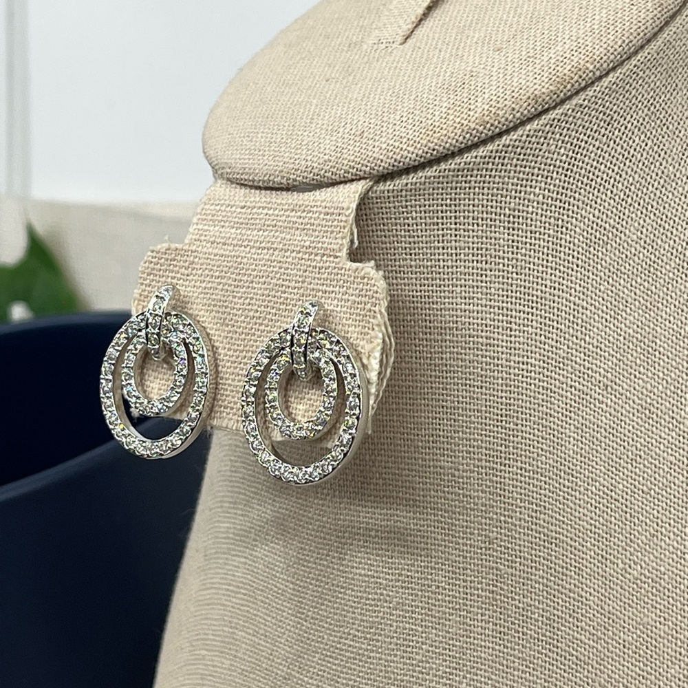 Nolan Miller Glamour Collection Pave Triple Circle Earrings w/ Box and Cert - Picture 17 of 17